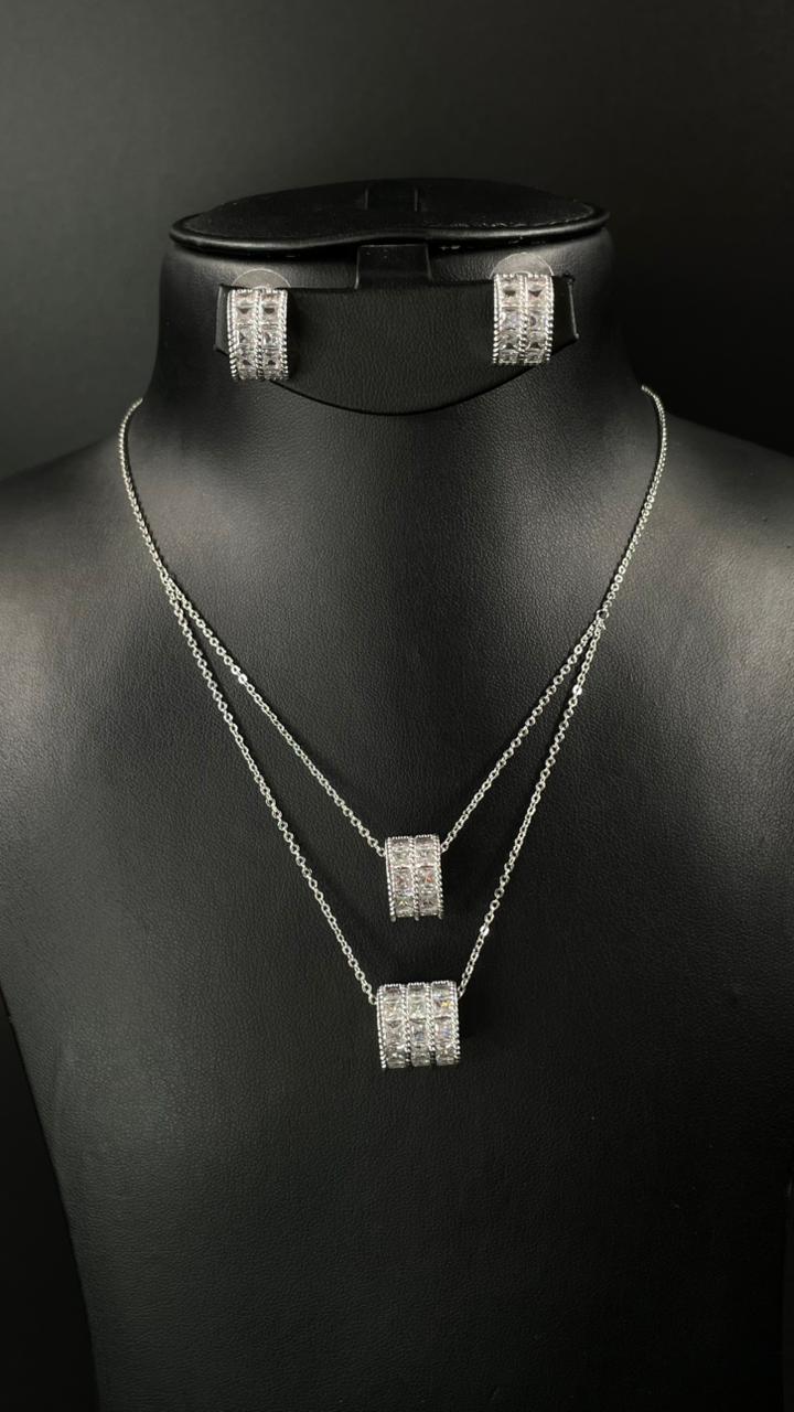 Celeste Zircon Double Chain Necklace