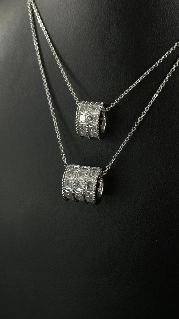 Celeste Zircon Double Chain Necklace