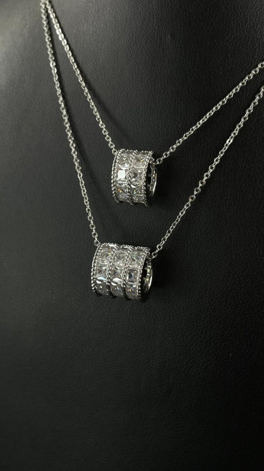 Celeste Zircon Double Chain Necklace