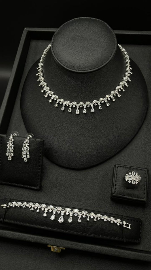 Luxury Rhodium-Plated Zircon Set