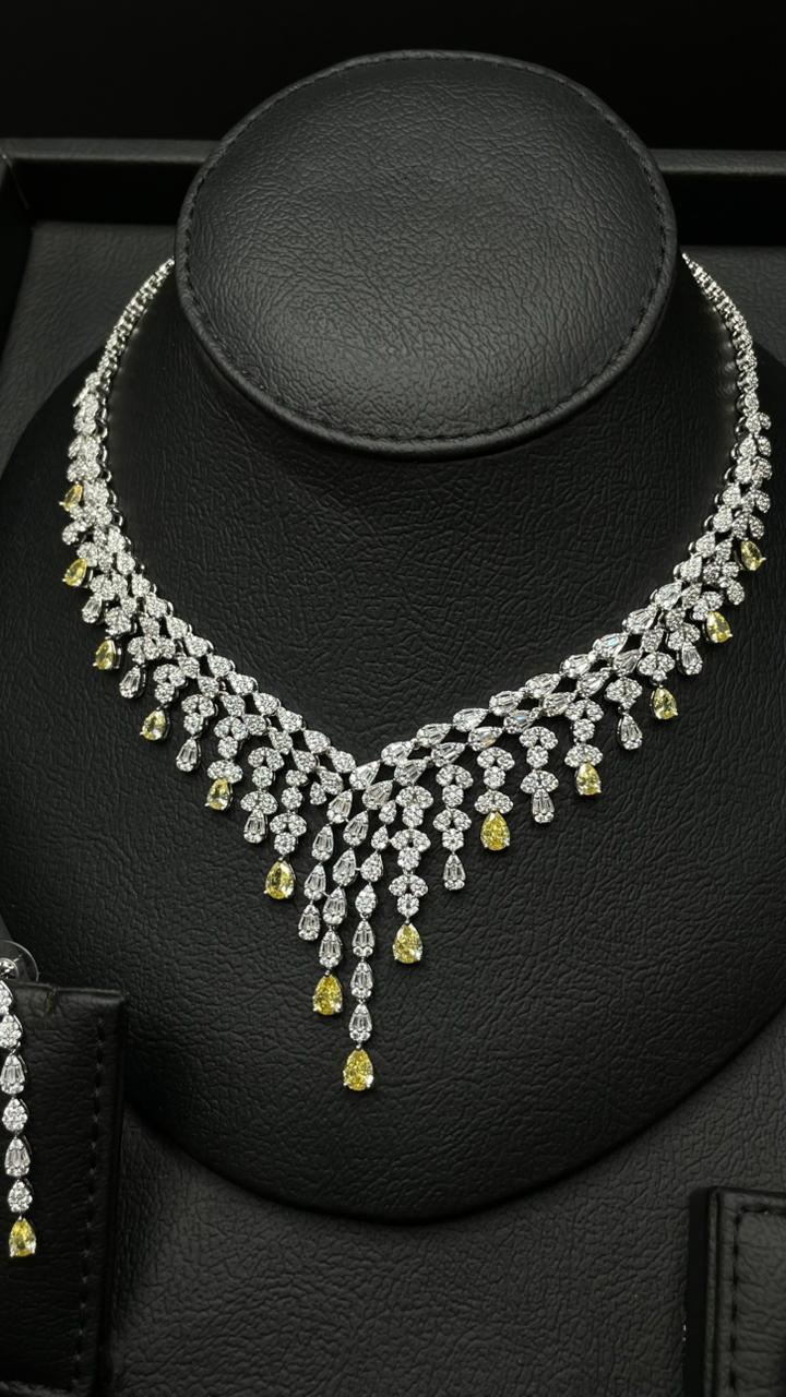 Luxury Zircon Jewelry Set – Modern Two-Tone Design