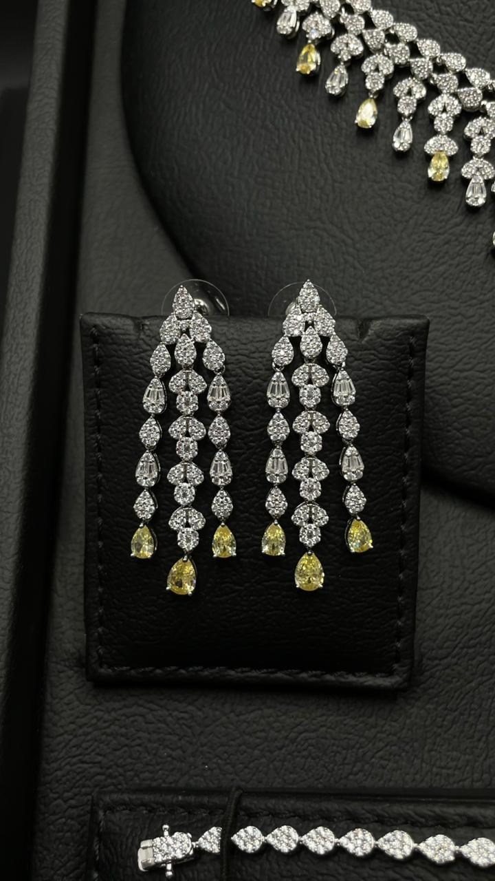 Luxury Zircon Jewelry Set – Modern Two-Tone Design