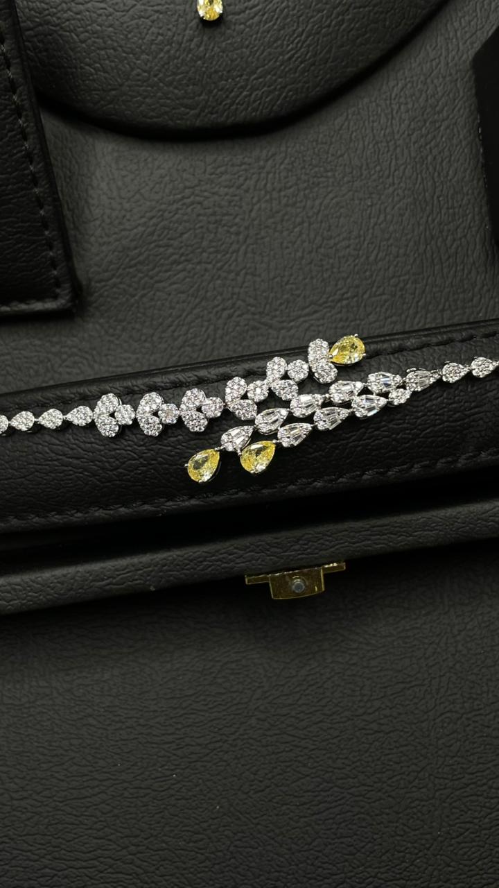 Luxury Zircon Jewelry Set – Modern Two-Tone Design