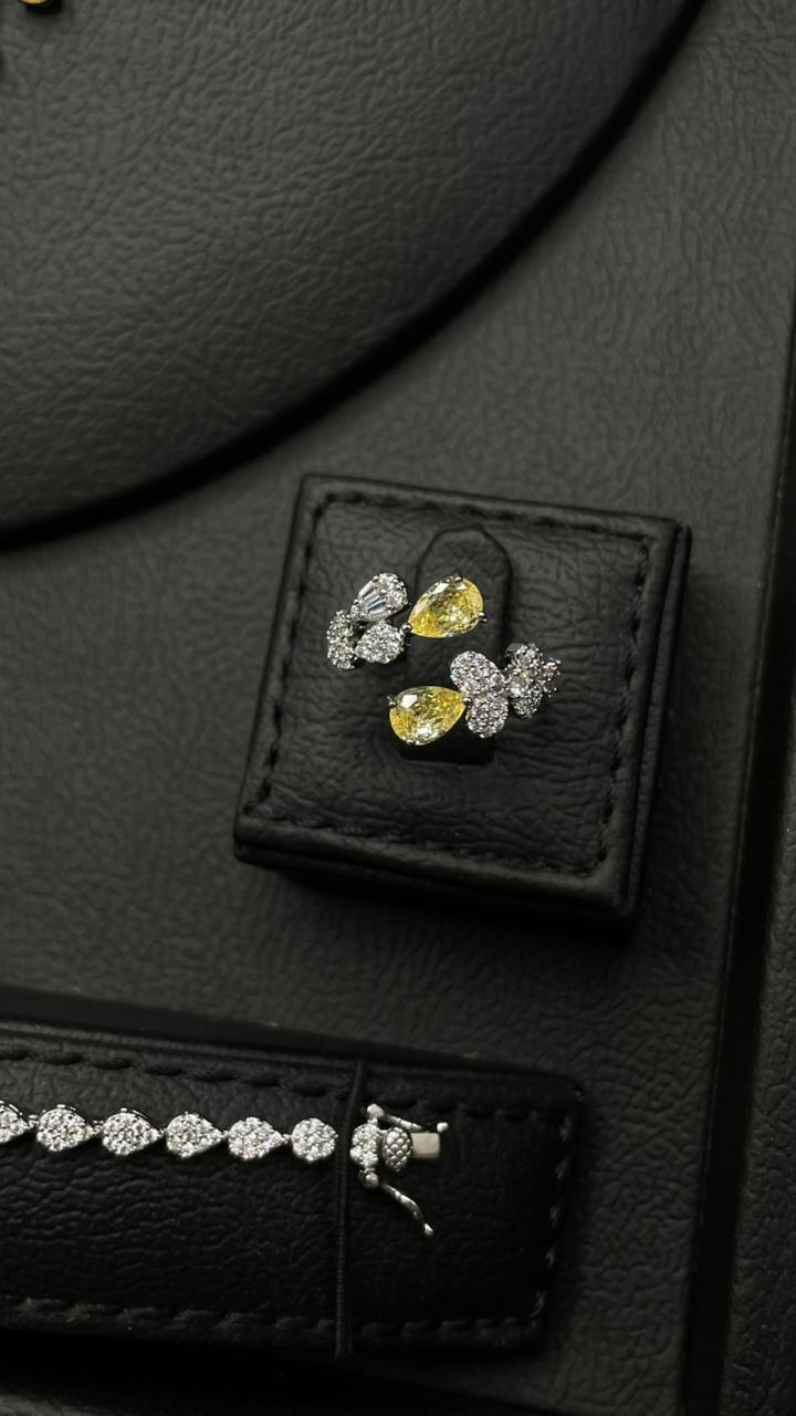 Luxury Zircon Jewelry Set – Modern Two-Tone Design