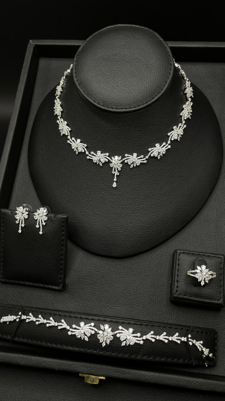 Unique Rhodium-Plated Zircon Jewelry Set ✨💎