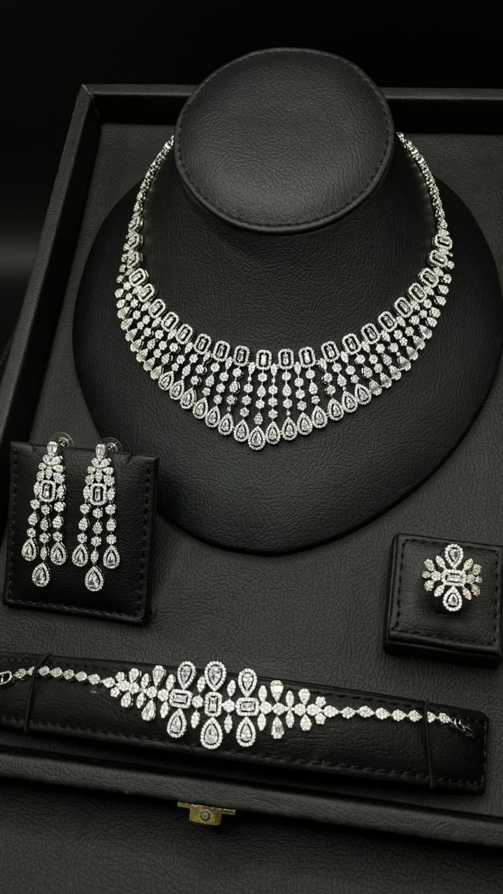 Luxury Zircon Bridal Set – Rhodium Plated Elegance