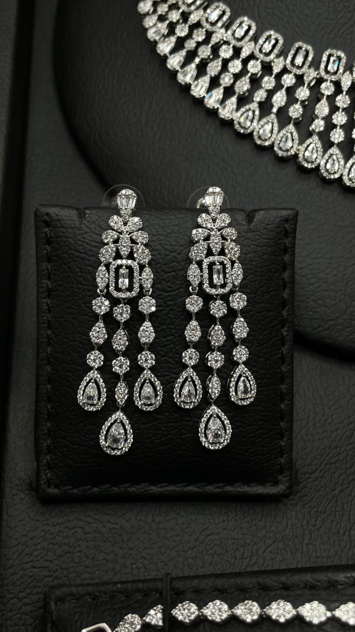 Luxury Zircon Bridal Set – Rhodium Plated Elegance