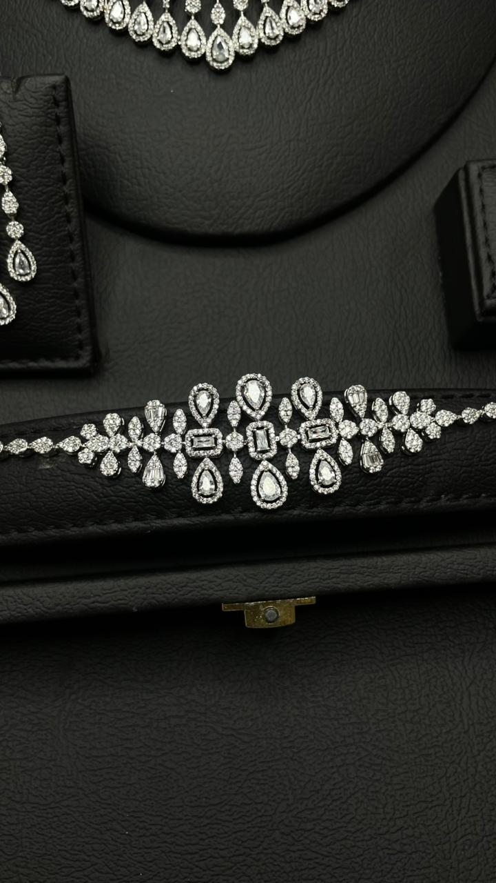 Luxury Zircon Bridal Set – Rhodium Plated Elegance
