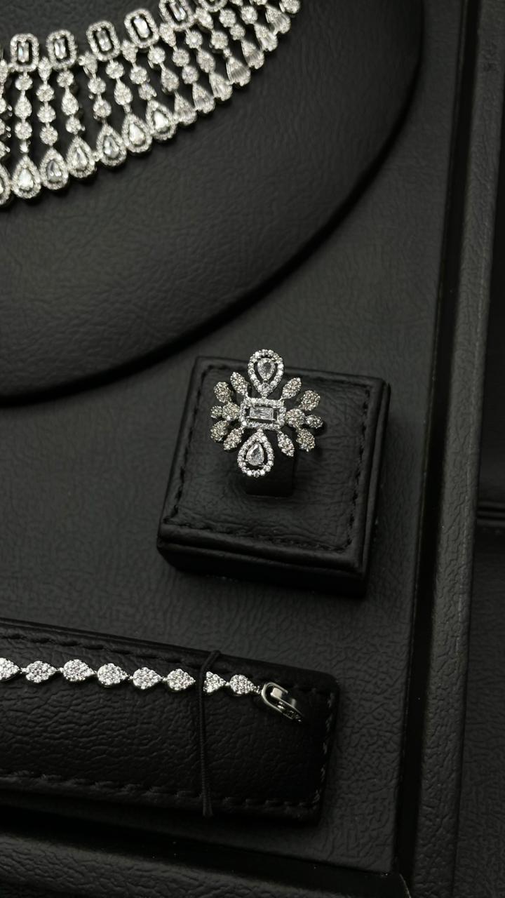 Luxury Zircon Bridal Set – Rhodium Plated Elegance