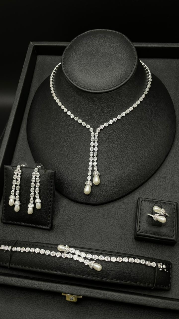 Elegant Zircon Pearl Set