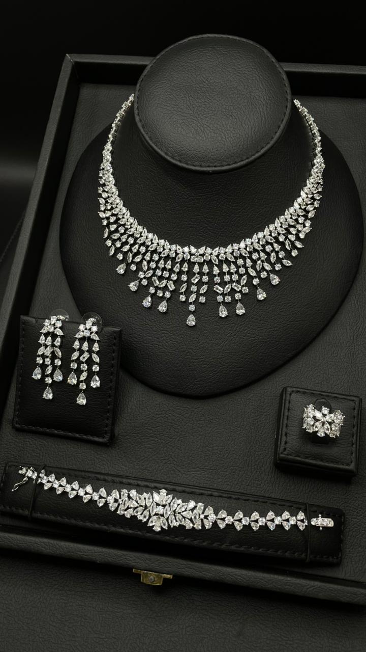 Luxury Rhodium-Plated Zircon Bridal Set