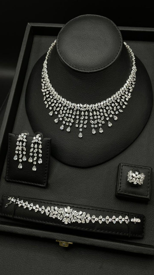 Luxury Rhodium-Plated Zircon Bridal Set