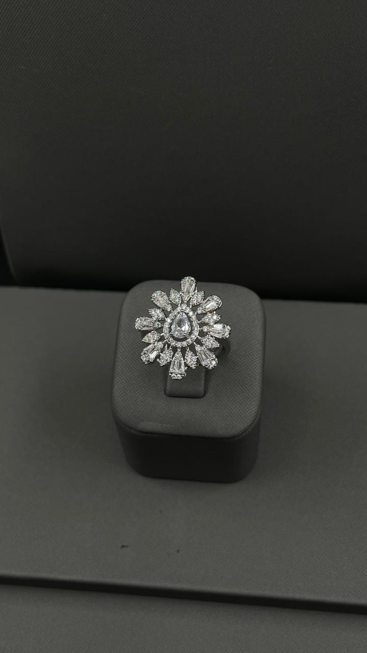 Luxury Rhodium-Plated Zircon & Pearl Jewelry Set