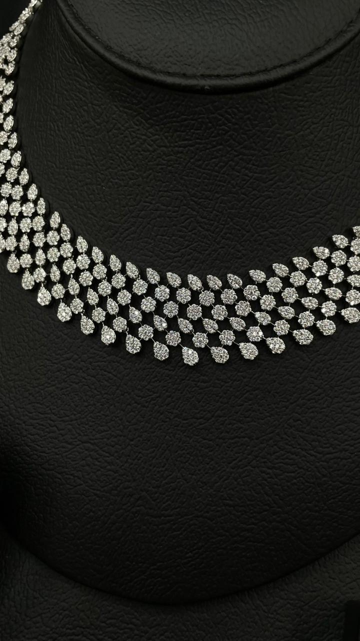 Luxury Diamond-Look Zircon Jewelry Set – Rhodium Plated