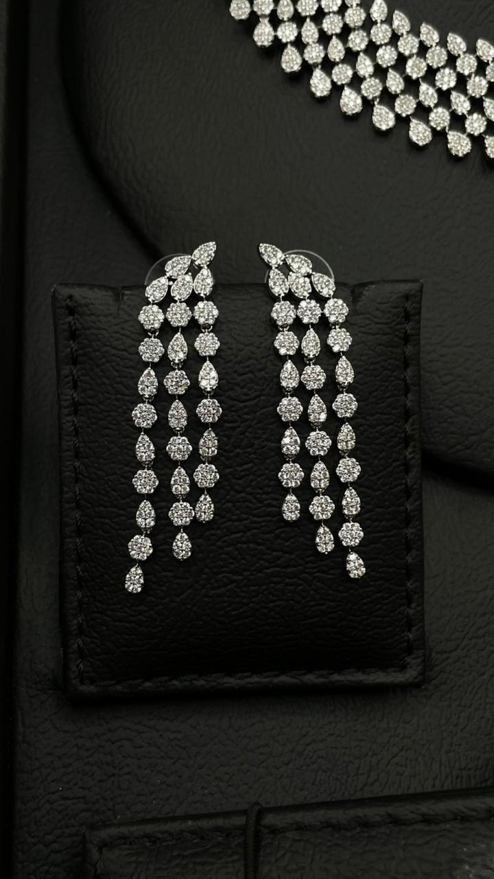 Luxury Diamond-Look Zircon Jewelry Set – Rhodium Plated