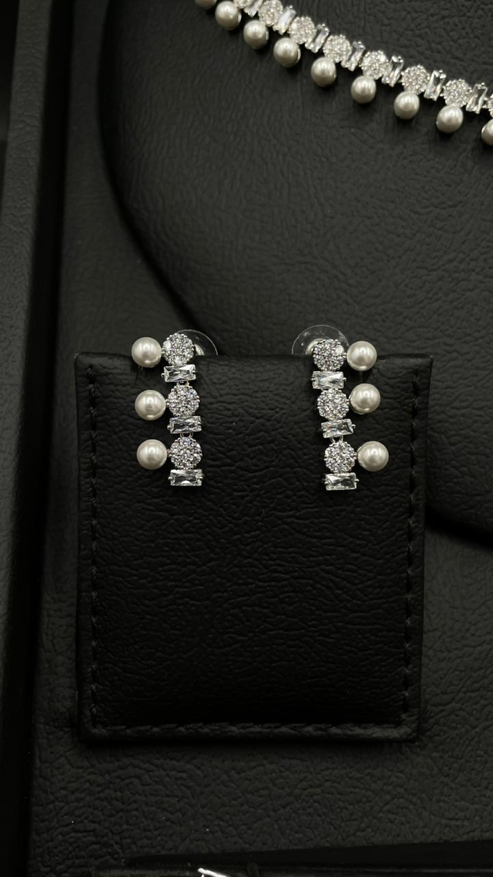 Elegant Zircon & Pearl Jewelry Set