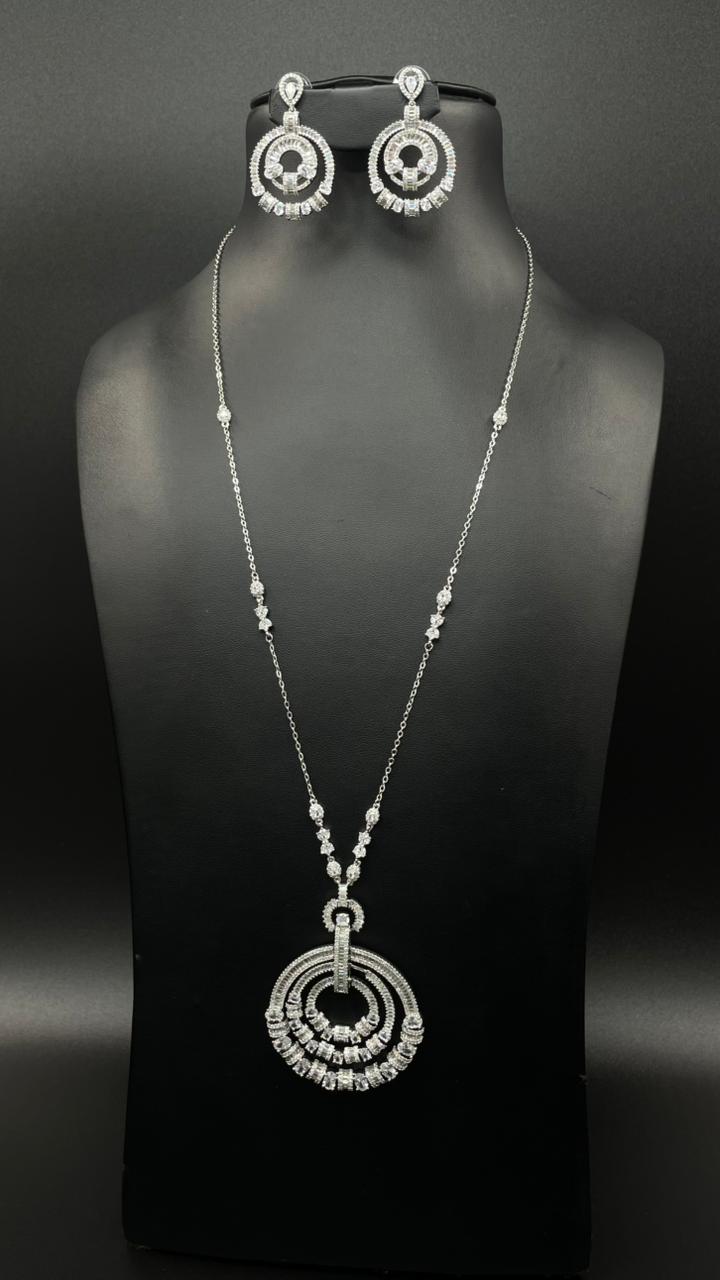 long Zircon Necklace & Earrings Set – Elegant Design