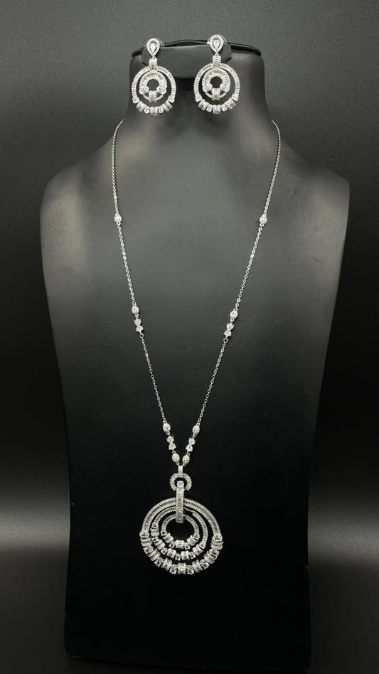 long Zircon Necklace & Earrings Set – Elegant Design