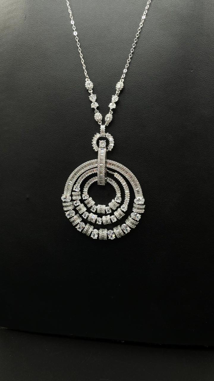 long Zircon Necklace & Earrings Set – Elegant Design