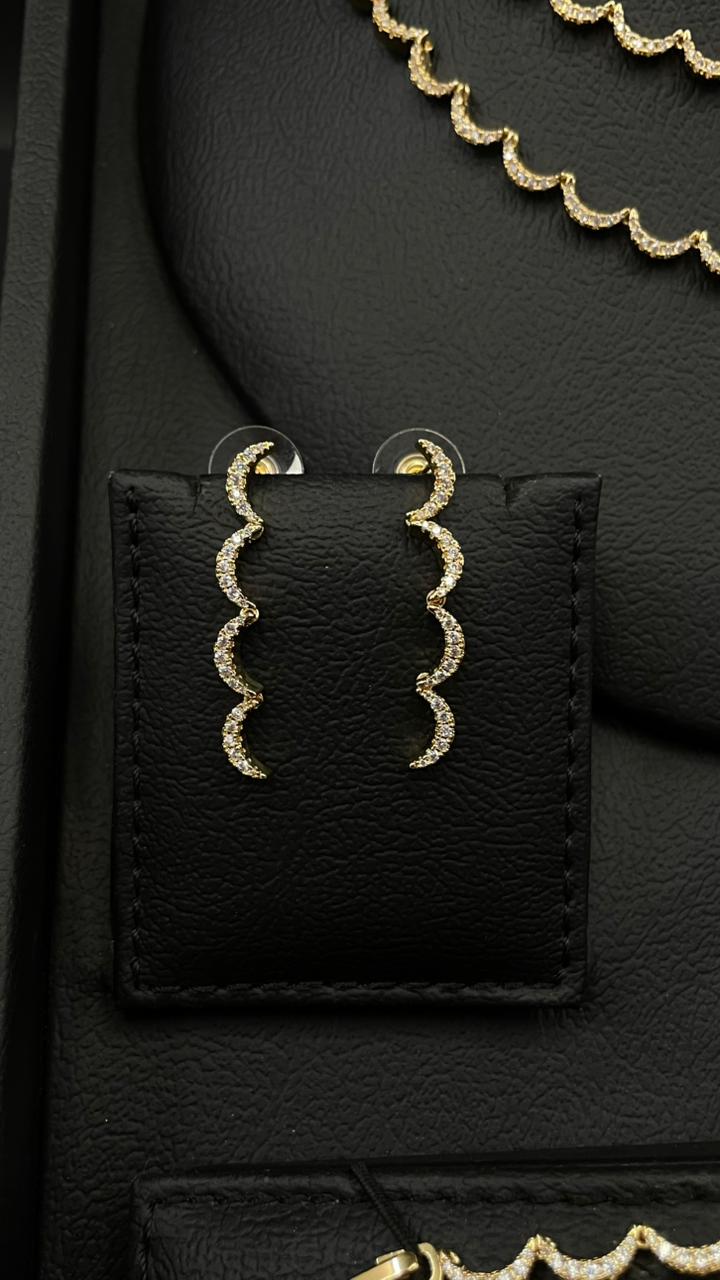 Elegant Double-Layer Zircon Jewelry Set – Gold Plated