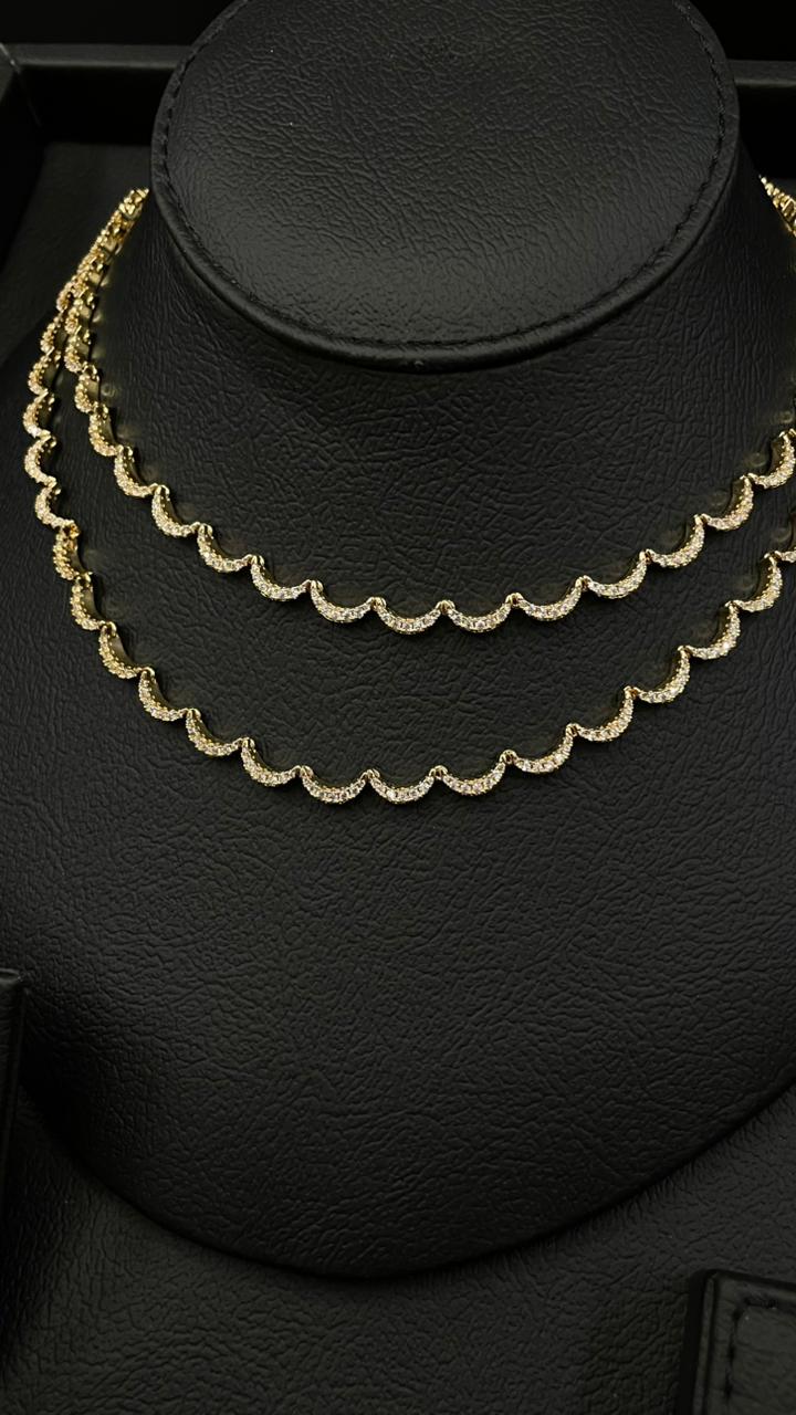 Elegant Double-Layer Zircon Jewelry Set – Gold Plated