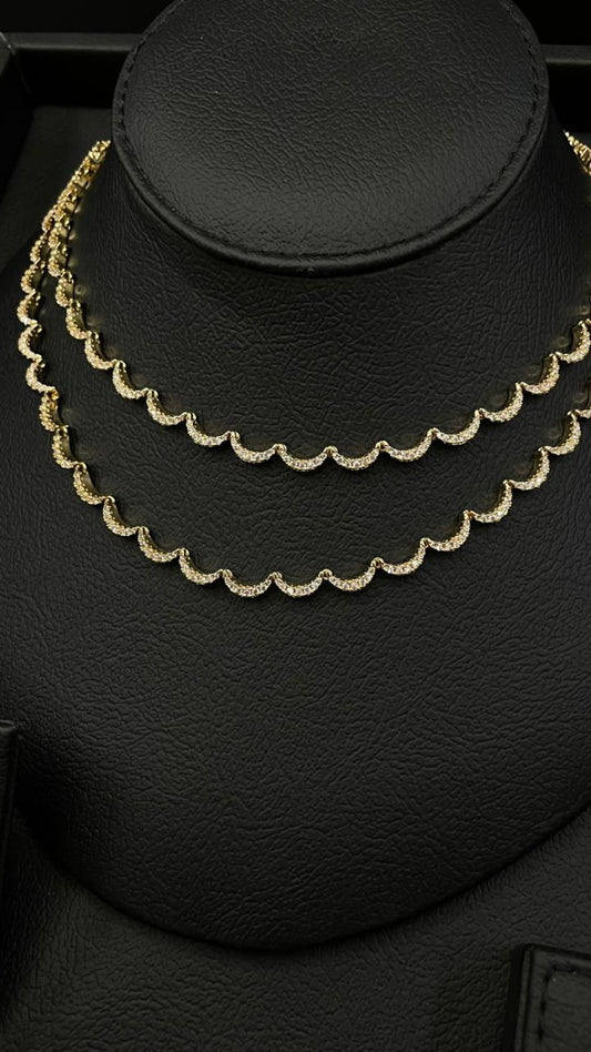 Elegant Double-Layer Zircon Jewelry Set – Gold Plated