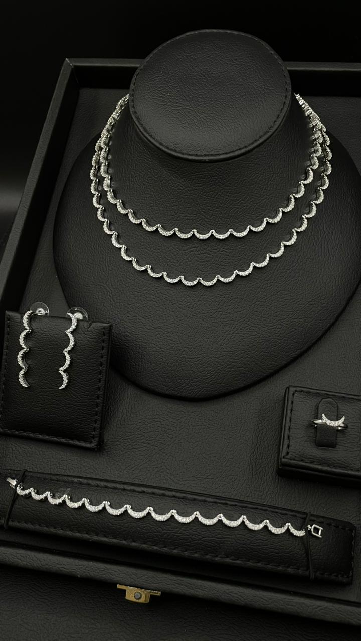 Elegant Double-Layer Zircon Jewelry Set