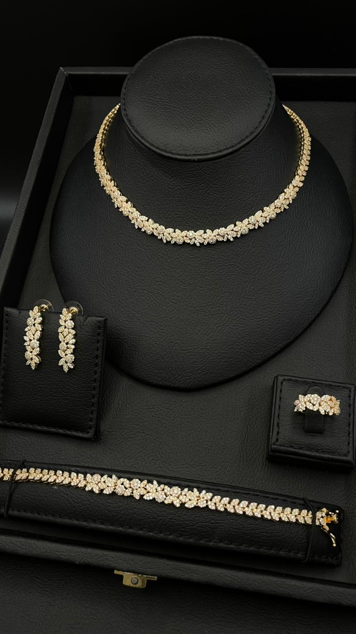 New Design Zircon Jewelry Set – Gold Plated